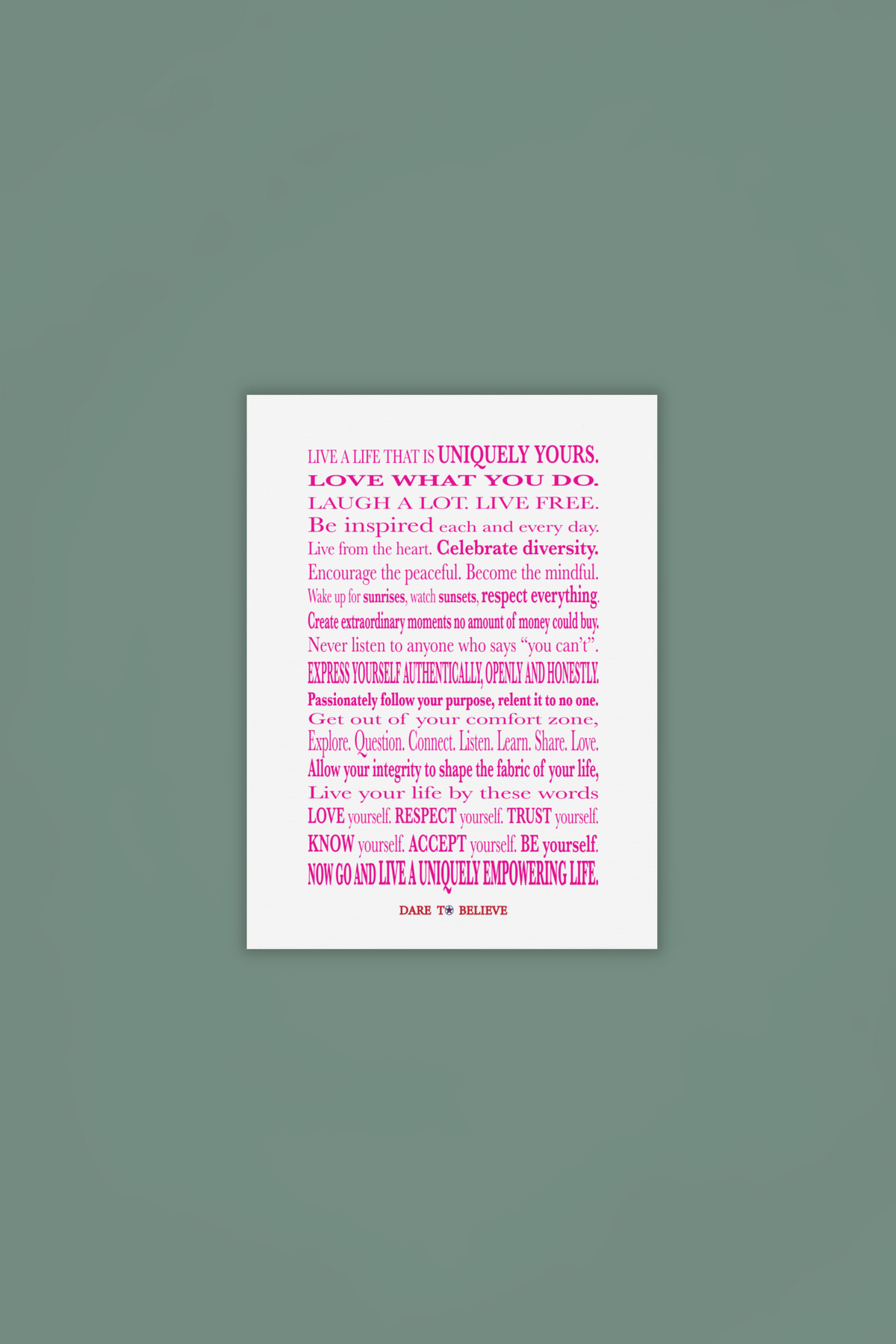 Women's Live By These Words Canvas